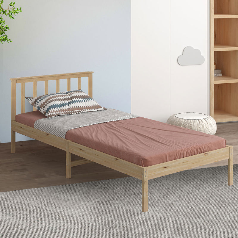 Levede Wooden Bed Frame Single Full Size Mattress Base Timber Natural