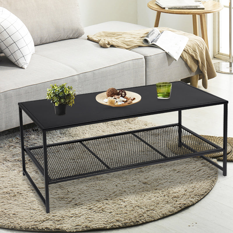 Levede 2-Tier Side Table Spacious Design Steel Home Shelf Waterproof End Table