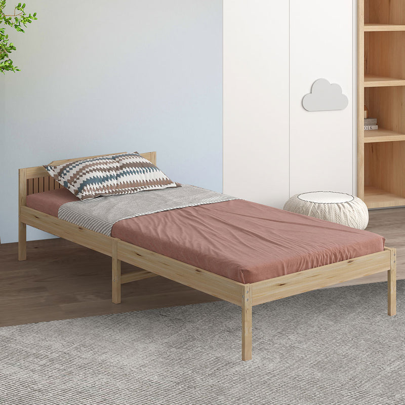 Levede Wooden Bed Frame Single Size Mattress Base Solid Timber Pine Wood Natural