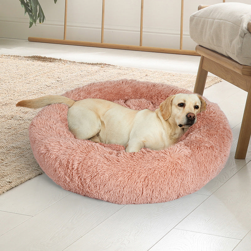 PaWz Pet Bed Cat Dog Donut Nest Calming Kennel Cave Deep Sleeping Pink XXXL