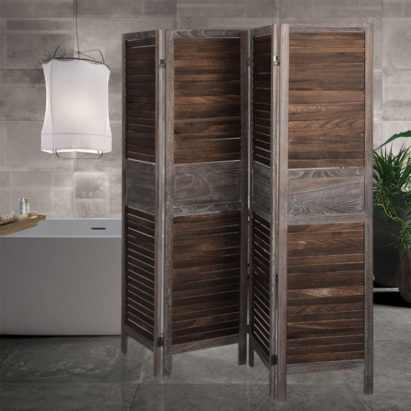 Levede 4 Panel Room Divider Folding Screen Privacy Dividers Stand Wood Brown