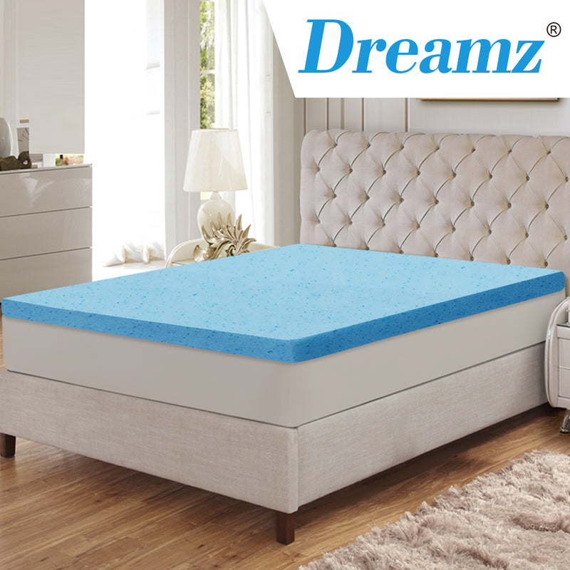 DreamZ 8cm Thickness Cool Gel Memory Foam Mattress Topper Bamboo Fabric Single