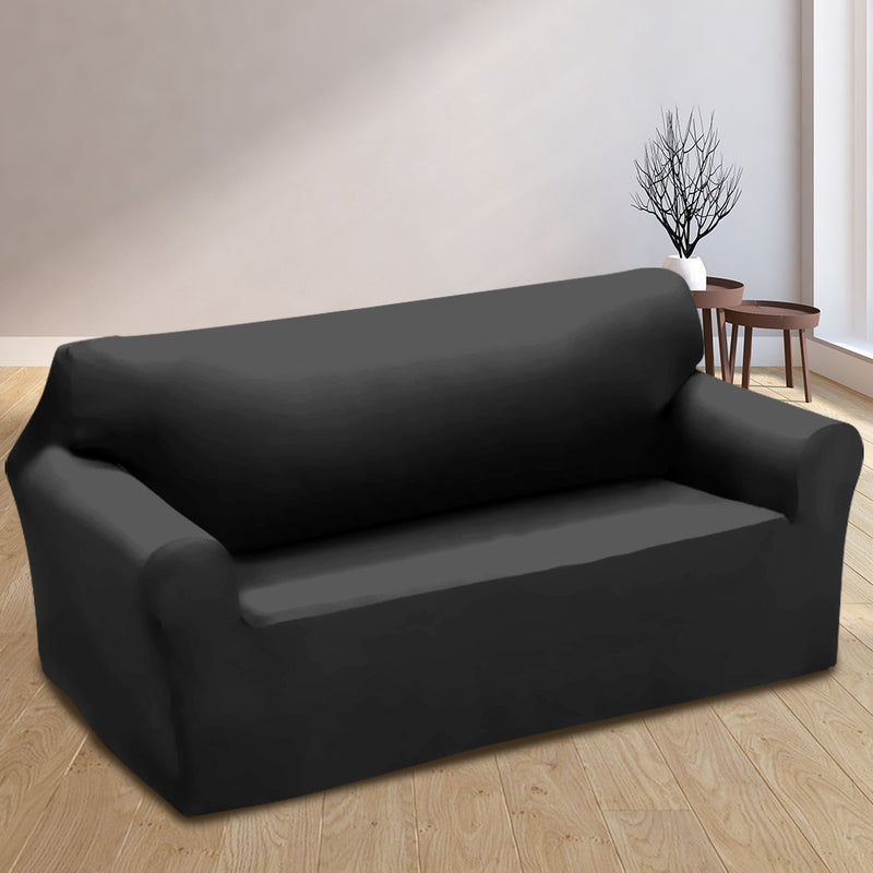 Easy Fit Stretch Couch Sofa Slipcovers Protectors Covers 2 Seater Black