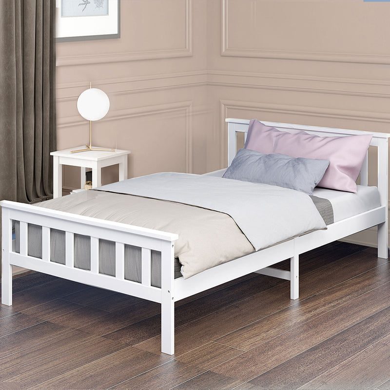 Levede Wooden Bed Frame King Single Size Mattress Base Solid  Pine Wood White