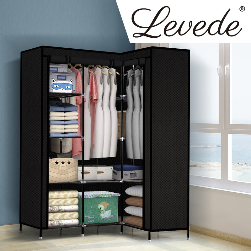 Levede Portable Clothes Closet Wardrobe Space Saver Storage Cabinet Black