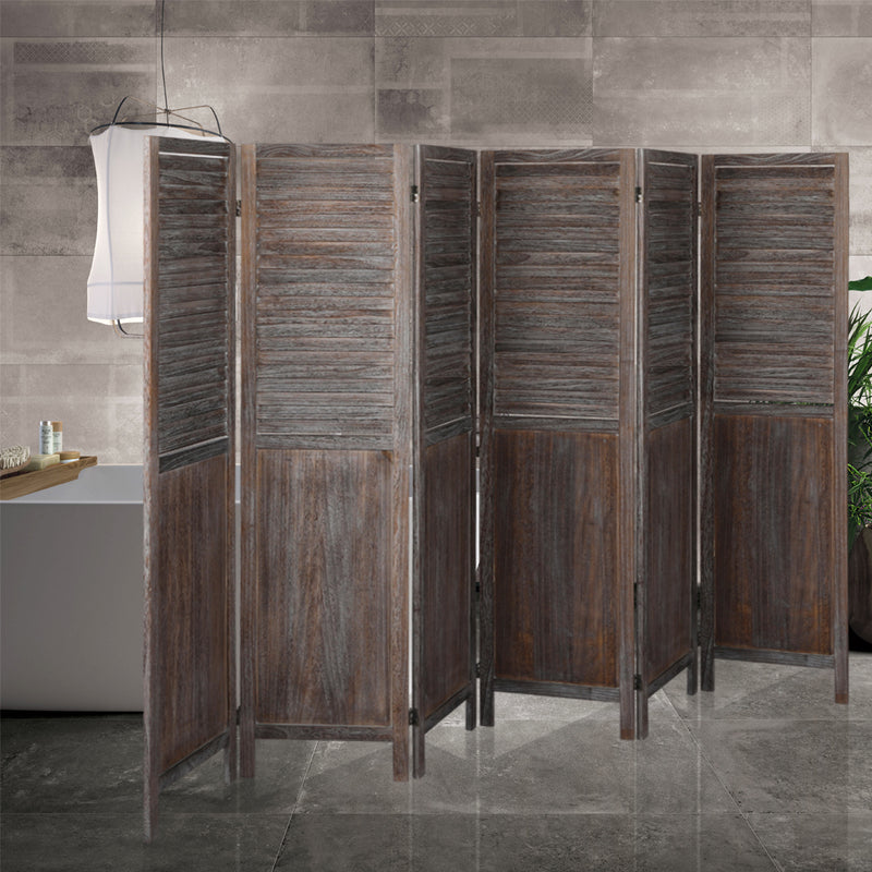 Levede 6 Panel Room Divider Folding Screen Privacy Dividers Stand Wood Brown