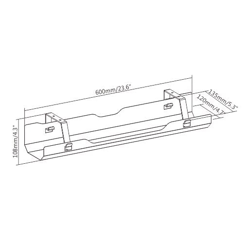 Brateck Under-Desk Cable Management Tray - Dimensions:600x135x108mm - White