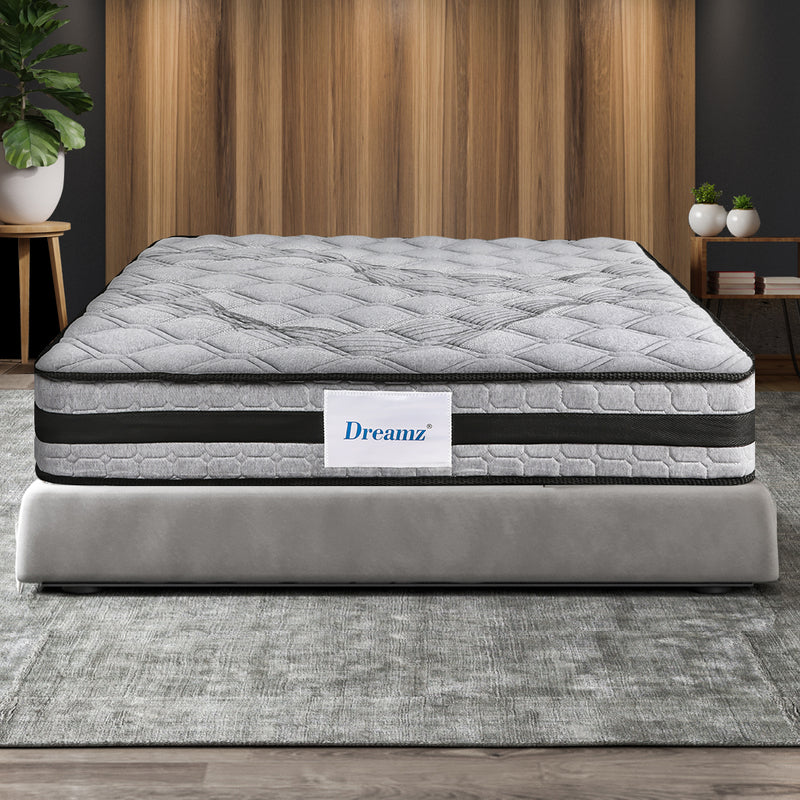 Dreamz Mattress Spring Foam Medium Firm All Size 22CM Queen Dark Grey