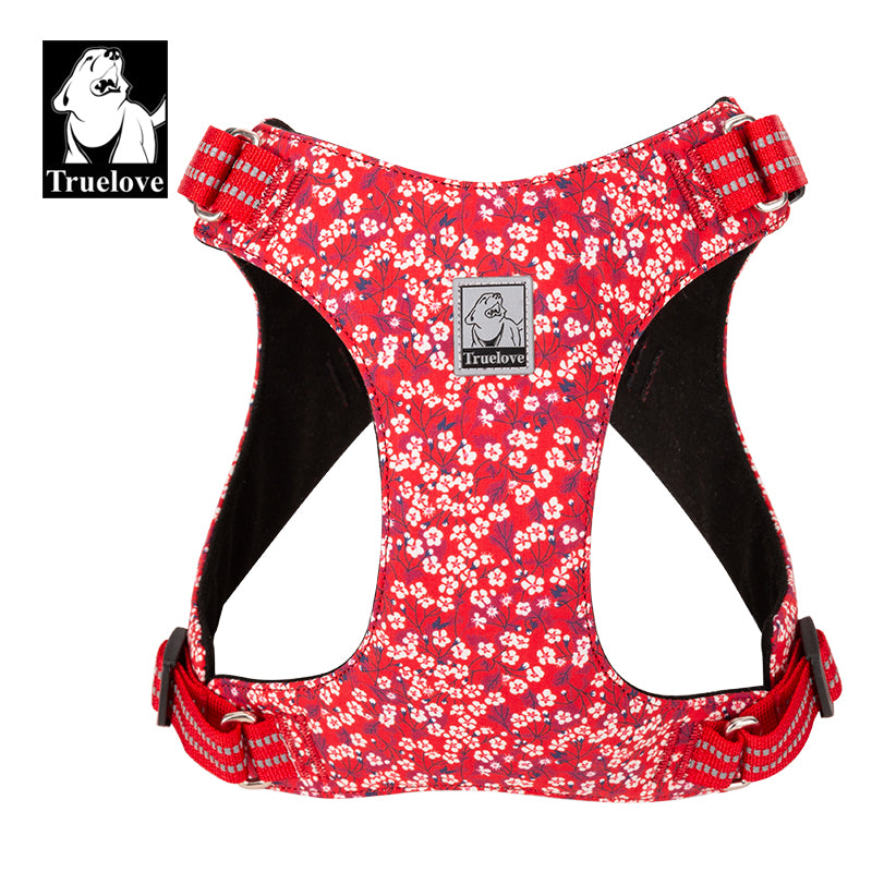 Floral Doggy Harness Red 3XS