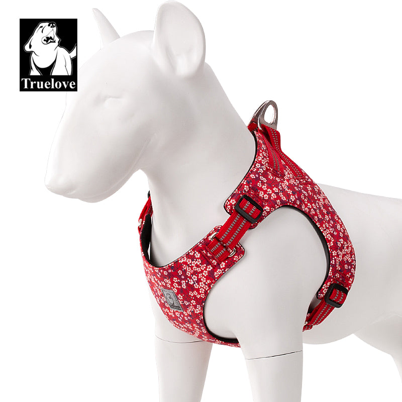 Floral Doggy Harness Red S