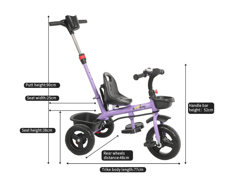 BoPeep Baby Walker Kids Tricycle Ride On Trike Toddler Balance Bicycle Purple